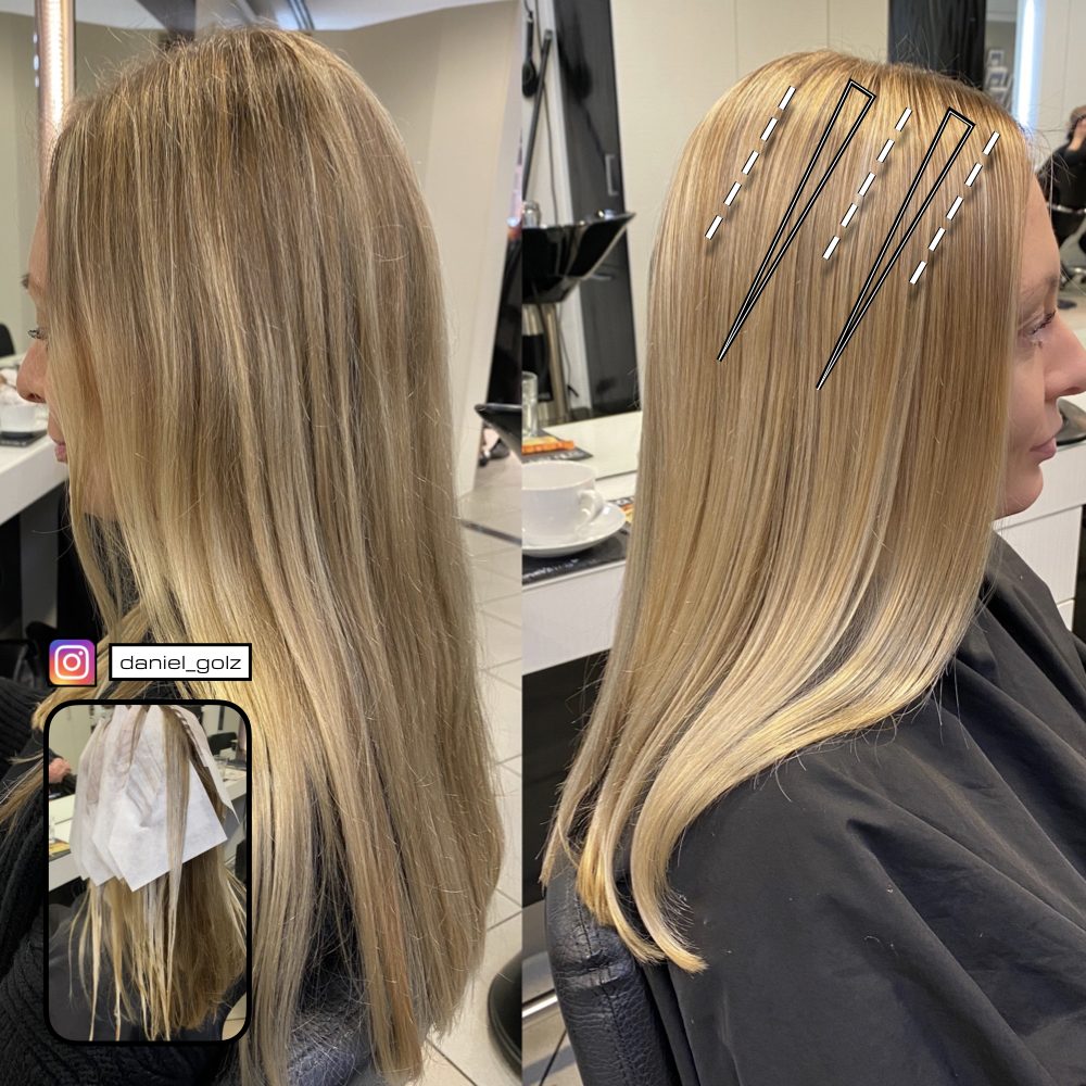 Balayage mit Strähnen